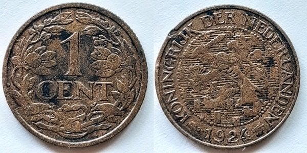 Cent 1924 Wilhelmina, Verzenden, Koningin Wilhelmina, 1 cent