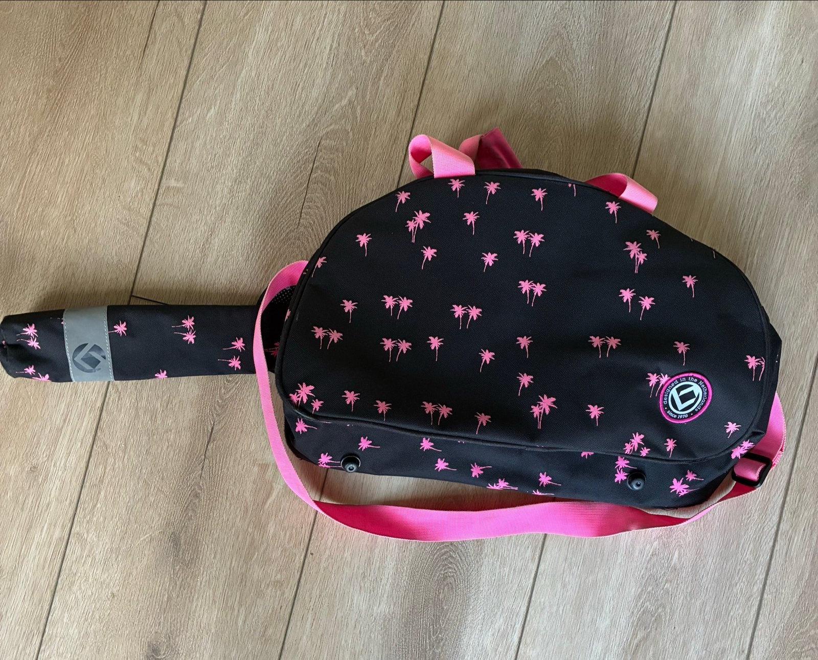 Brabo hockeytas voor meisjes - Zwart/Roze met palmboomprint, Sport en Fitness, Hockey, Ophalen, Gebruikt, Tas