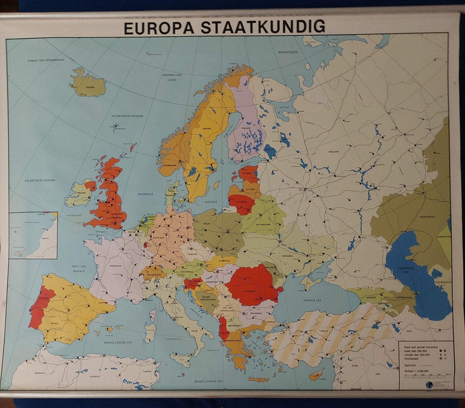 Geplastificeerde Schoolplaat Europa - 1.20m x 1.50m, Ophalen of Verzenden