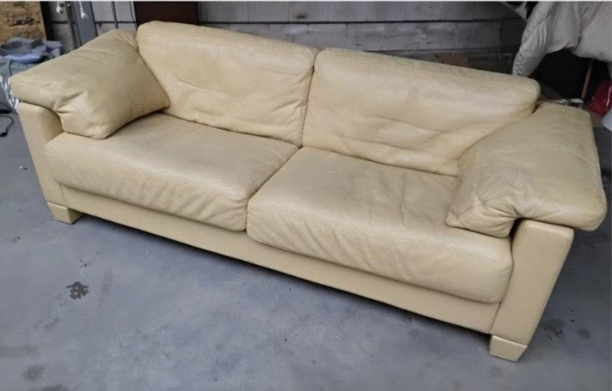 Luxe bank licht geel 100% leer, merk: de Sede Switzerland, Ophalen, Luxe design, Overige maten, Zo goed als nieuw