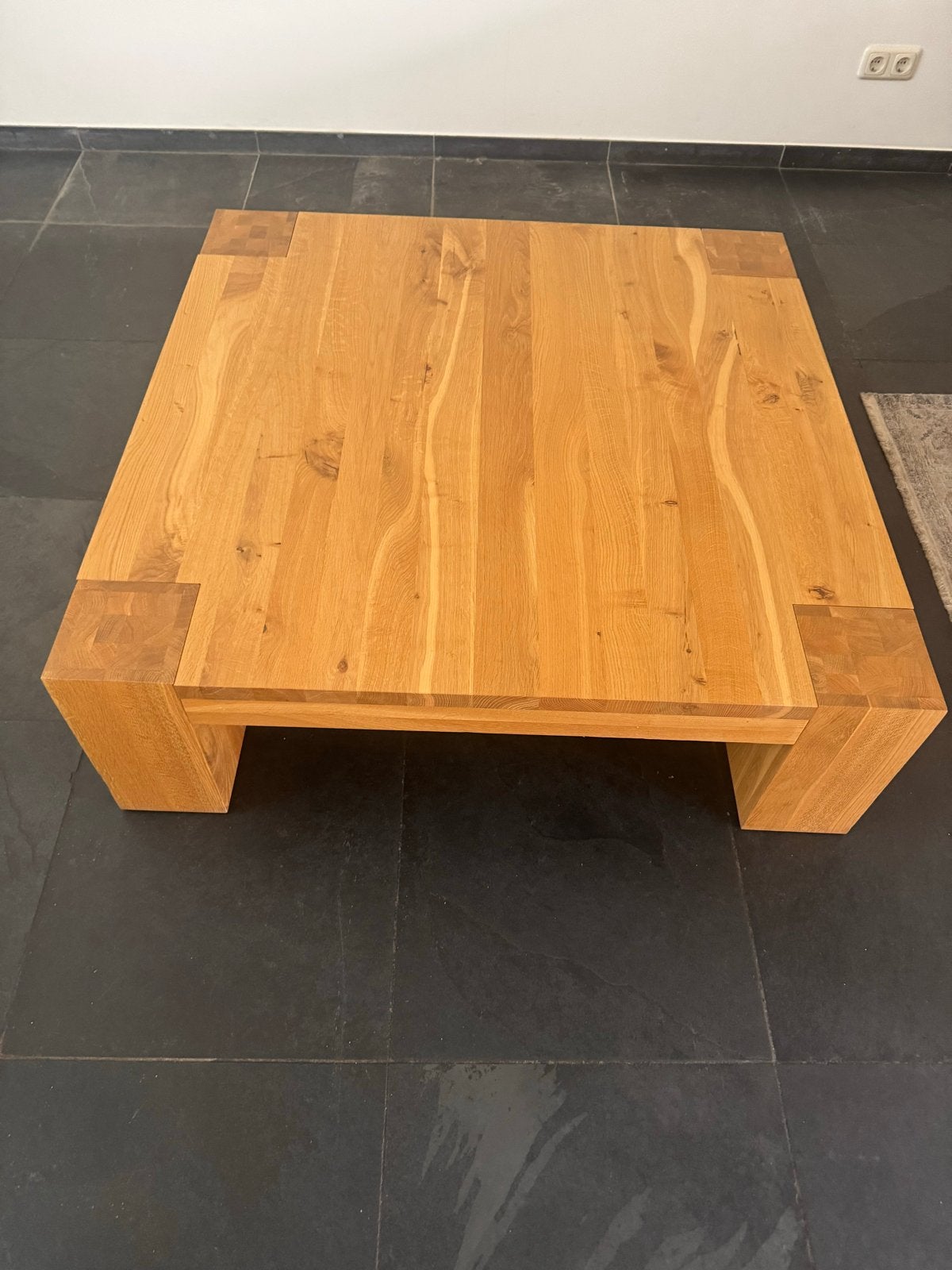 Zo goed als nieuwe massief eiken salontafel van Goossens, Ophalen, 100 tot 150 cm, Zo goed als nieuw, Eikenhout