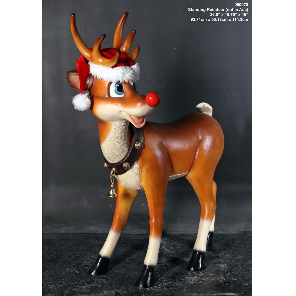 Standing Reindeer – Rendier met verlichte Neus Hoogte 115 cm, Diversen, Kerst, Ophalen, HorecaBeelden, Nieuw, HorecaBeelden