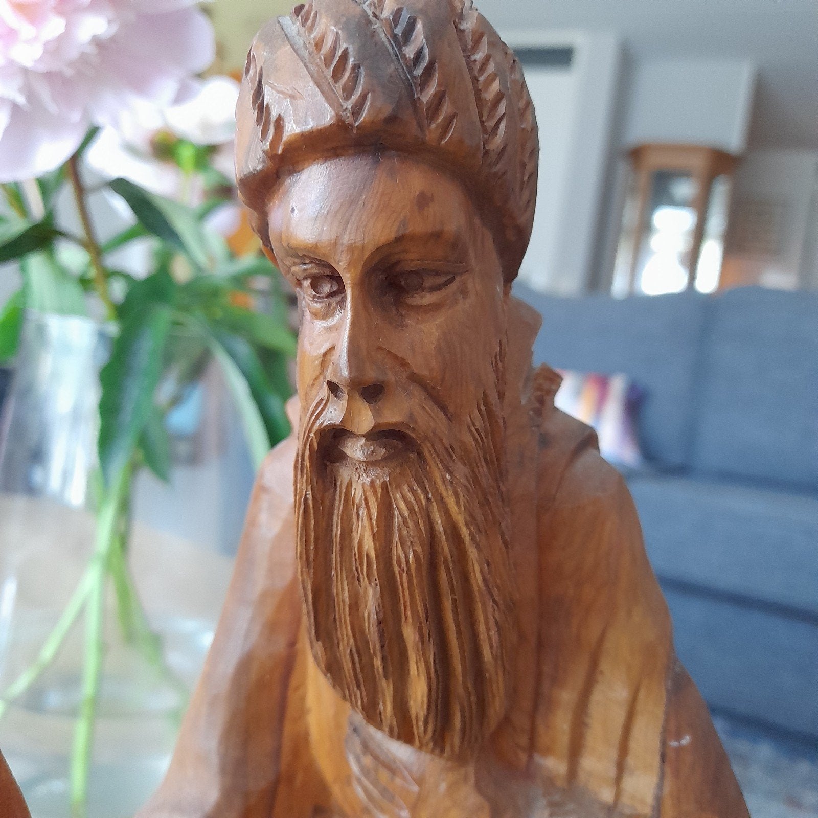 Hout snijwerk uit Israël Mozes met staf., Ophalen