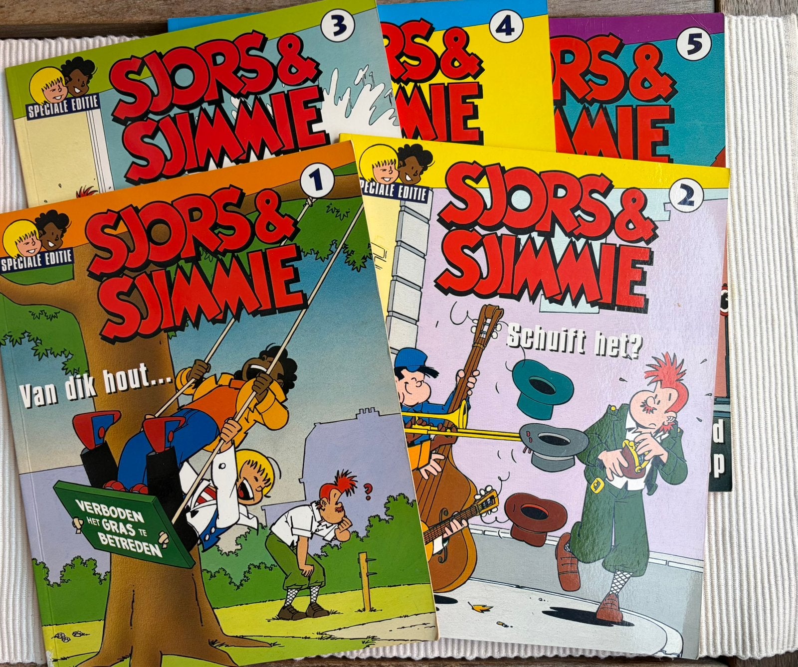 Set van 5x Sjors & Sjimmie 1-5   Speciale editie, Meerdere stripboeken, Ophalen of Verzenden, Gelezen