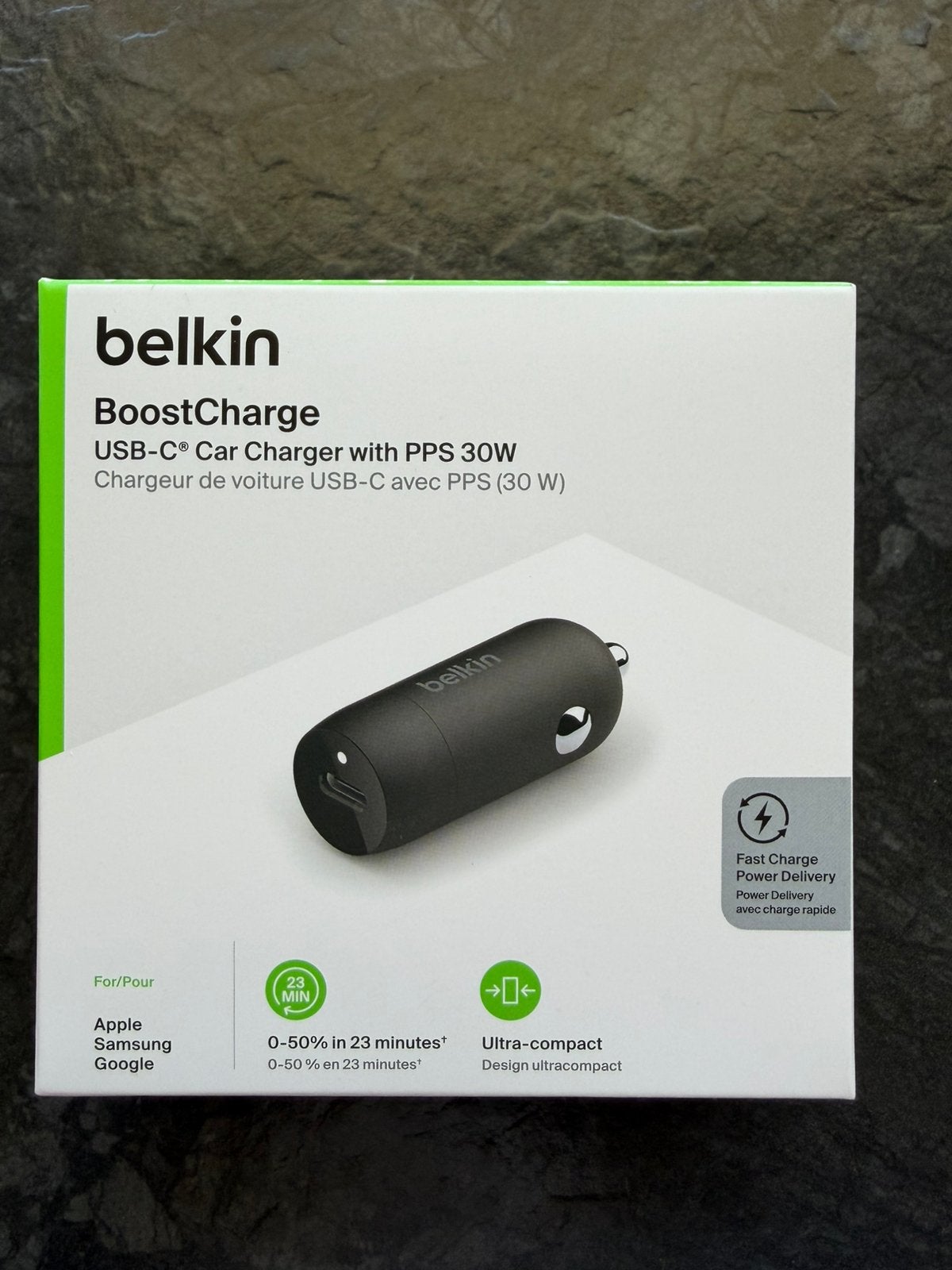Belkin boostcharge 30w autolader, Universeel, USB-C, Nieuw, Ophalen of Verzenden