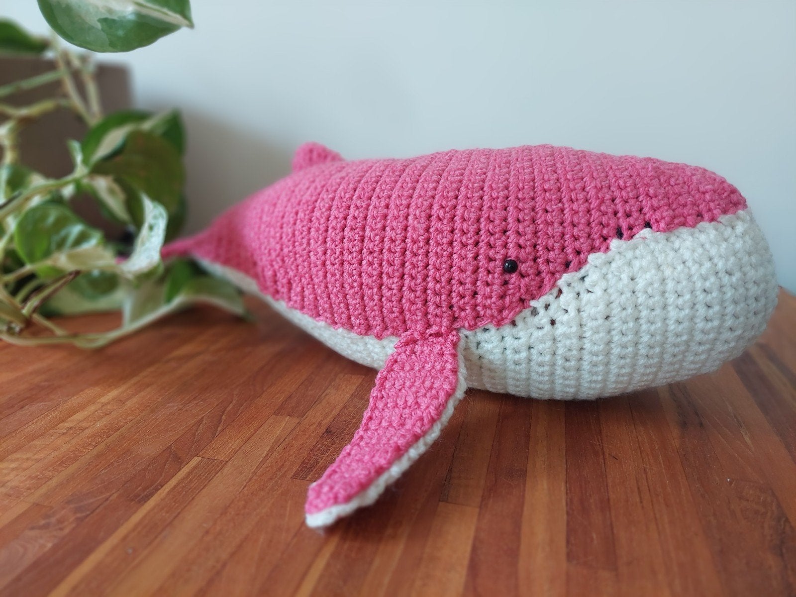 Zachte handmade roze bultrug walvis knuffel, Blauw, Nieuw, Ophalen of Verzenden, Middelgroot (20 tot 80 cm)