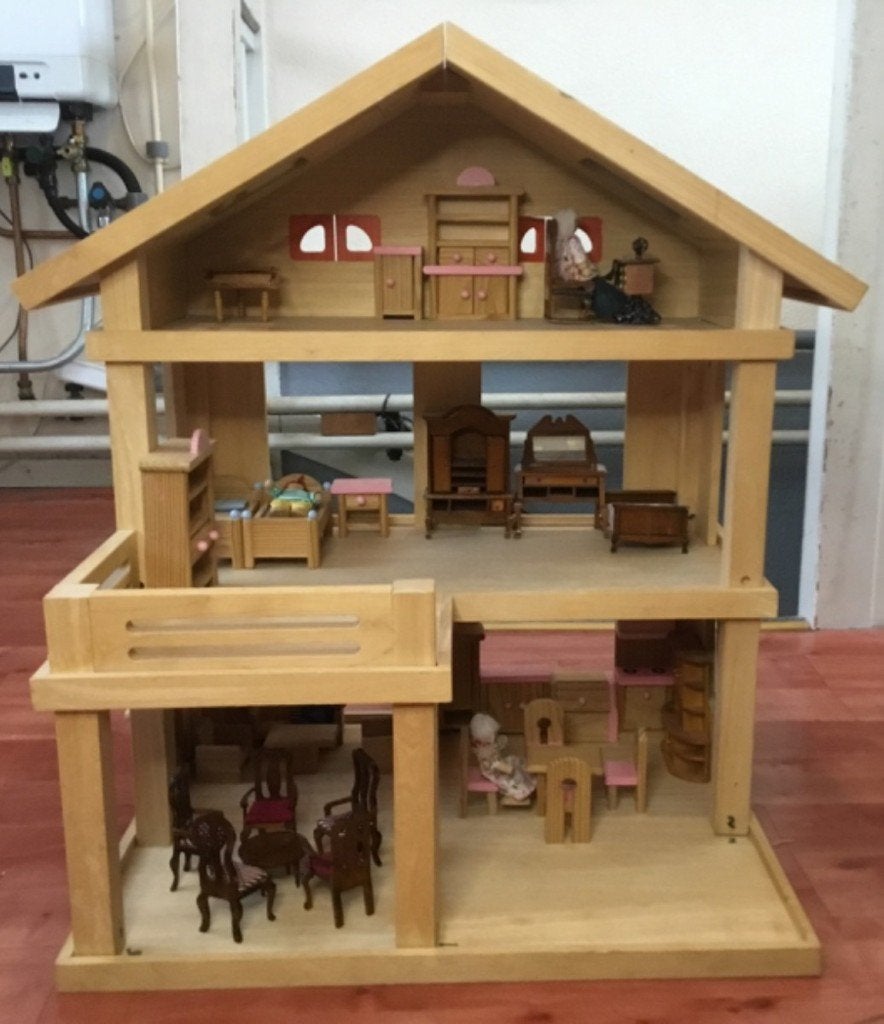 Poppenhuis met interieur, Verzamelen, Poppenhuizen en Toebehoren, Ophalen, Gebruikt, Poppenhuis