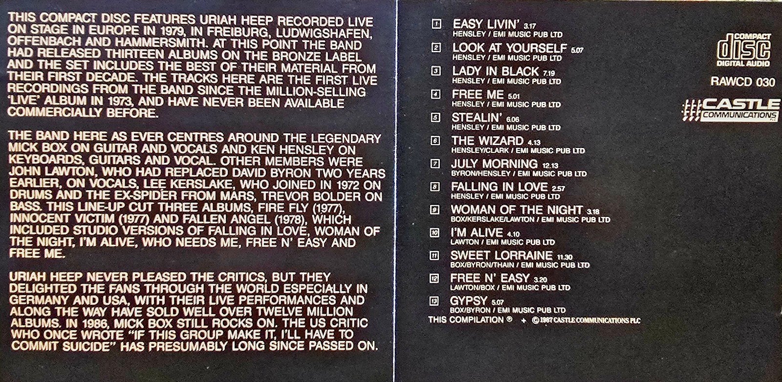 Uriah Heep: Live in Europe 1979 (1 CD), Ophalen of Verzenden, Zo goed als nieuw, Hardrock, Inclusief boekje