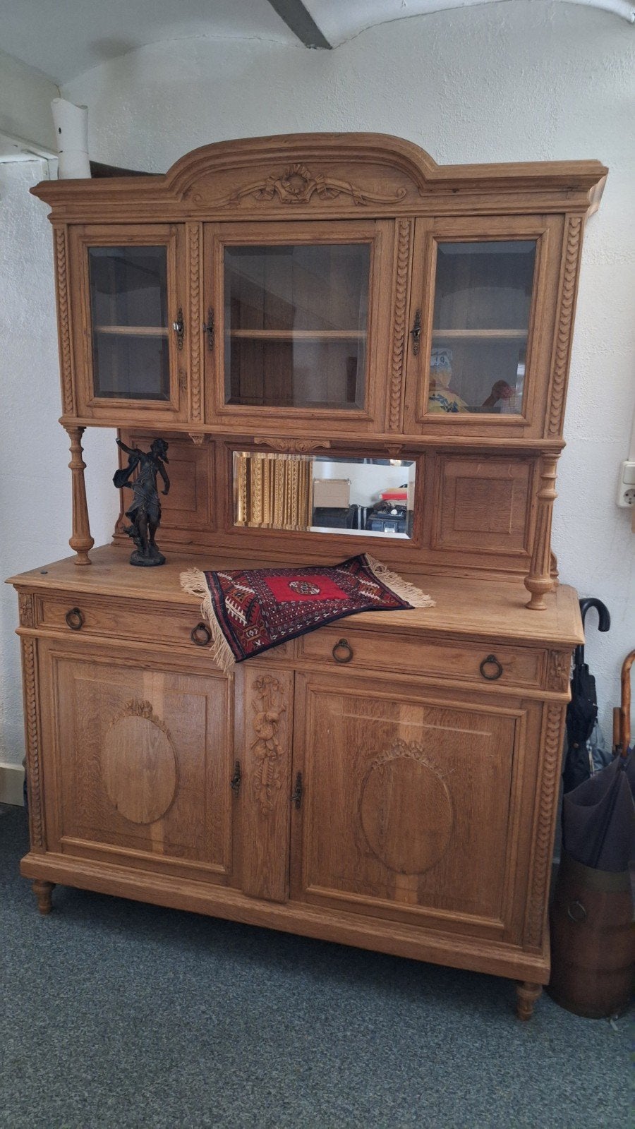 Antiek Eiken Dressoir met Vitrinekast, Ophalen of Verzenden