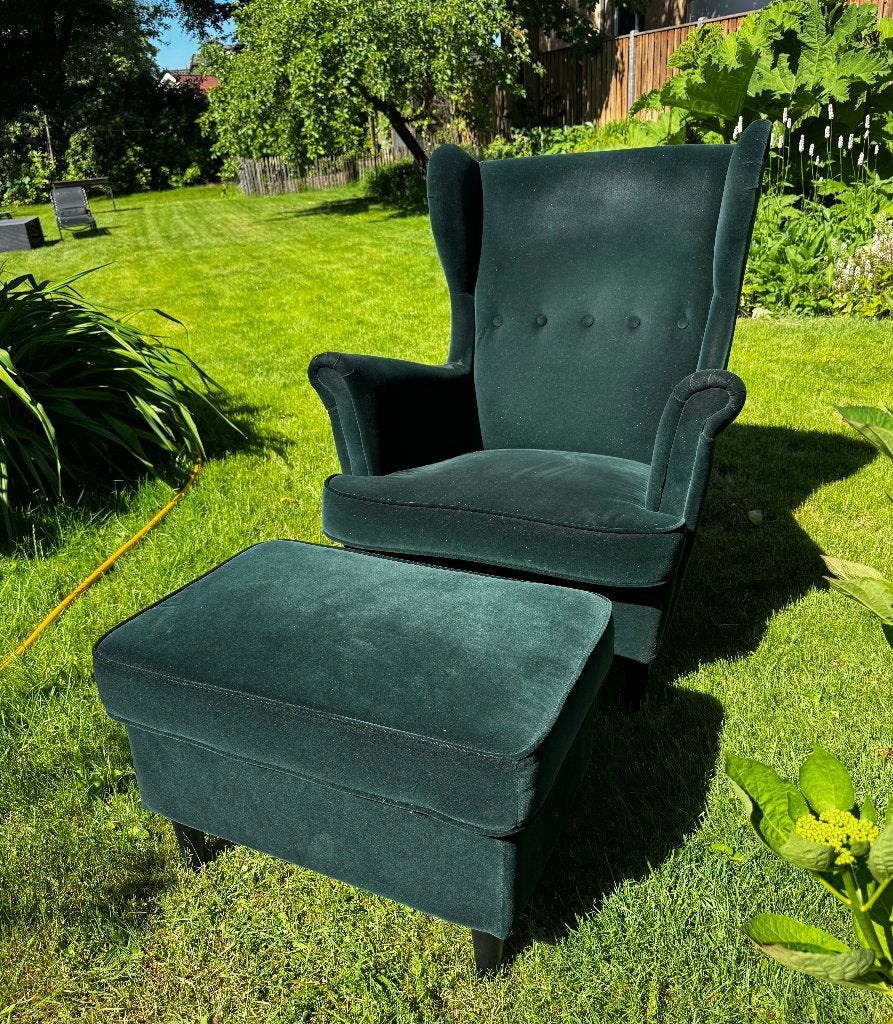IKEA groene Strandmon fauteuil, Huis en Inrichting, Fauteuils, Ophalen, Gebruikt, 75 tot 100 cm, 50 tot 75 cm