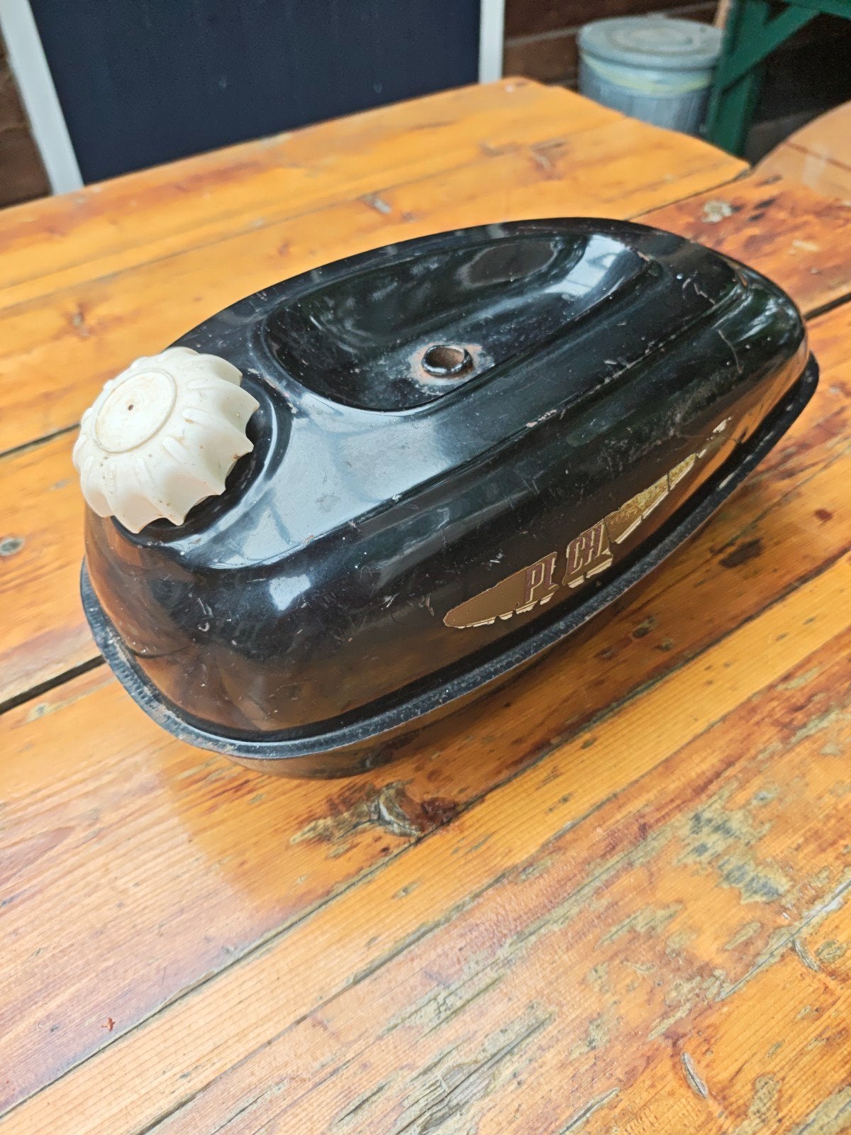 Oude Puch tank met benzinekraan - Zeldzaam model, Ophalen of Verzenden, Gebruikt, Tank