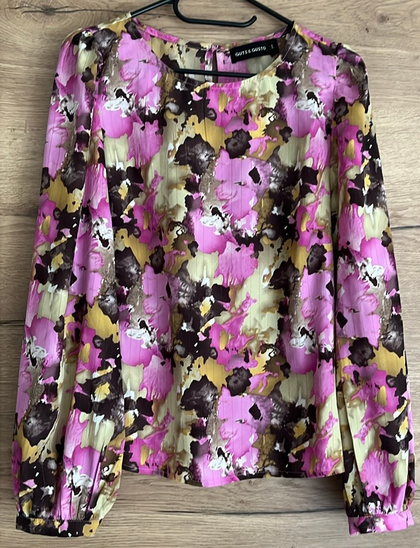 Fleurige blouse maat 40 (L) met pofmouwen, Overige kleuren, Guts & Gusto, Maat 42/44 (L), Ophalen of Verzenden