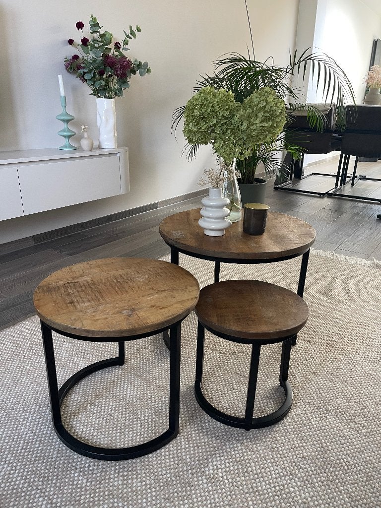 Salontafel, set van 3, 50 tot 100 cm, Rond, Zo goed als nieuw, 50 tot 100 cm