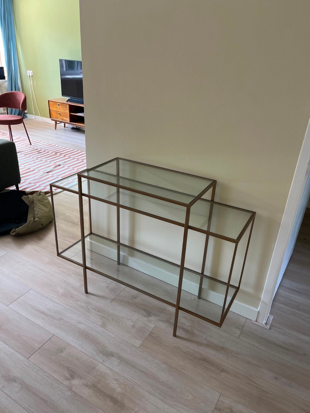 Riviera Maison Wandtafel met Messing/Gouden Frame en Glas, Ophalen, Gebruikt, Modern, Luxe, Riviera Maison, Glas