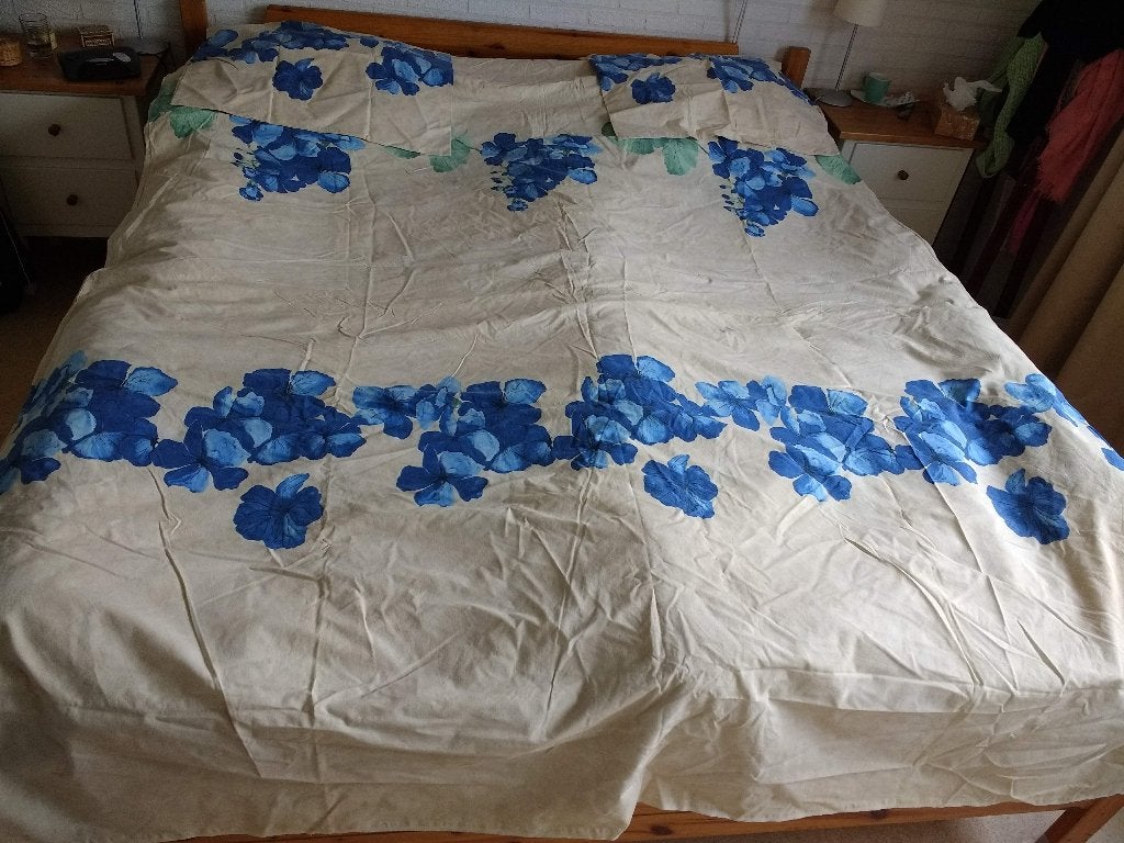 Nieuw dekbedovertrek Cinderella katoen, blauwe bloem 2 pers., Huis en Inrichting, Slaapkamer | Beddengoed, Blauw, Dekbedovertrek
