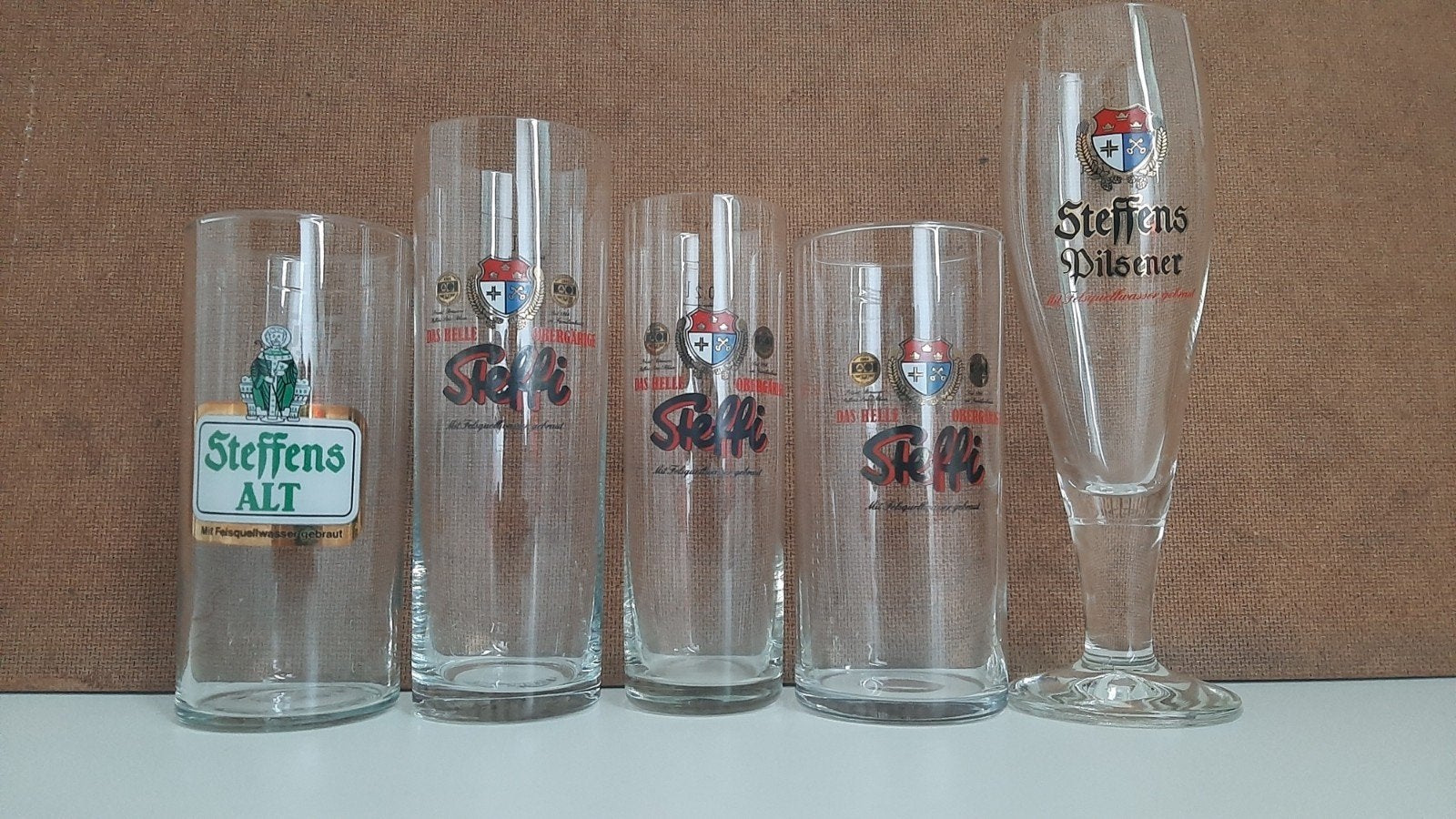 Steffens Bierglazen Set - 5 Stuks, Verzamelen, Biermerken, Ophalen of Verzenden, Gebruikt