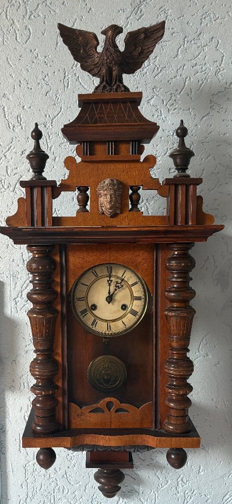Duitse wandklok met adelaar en Junghans uurwerk, Ophalen, Gebruikt, Wandklok