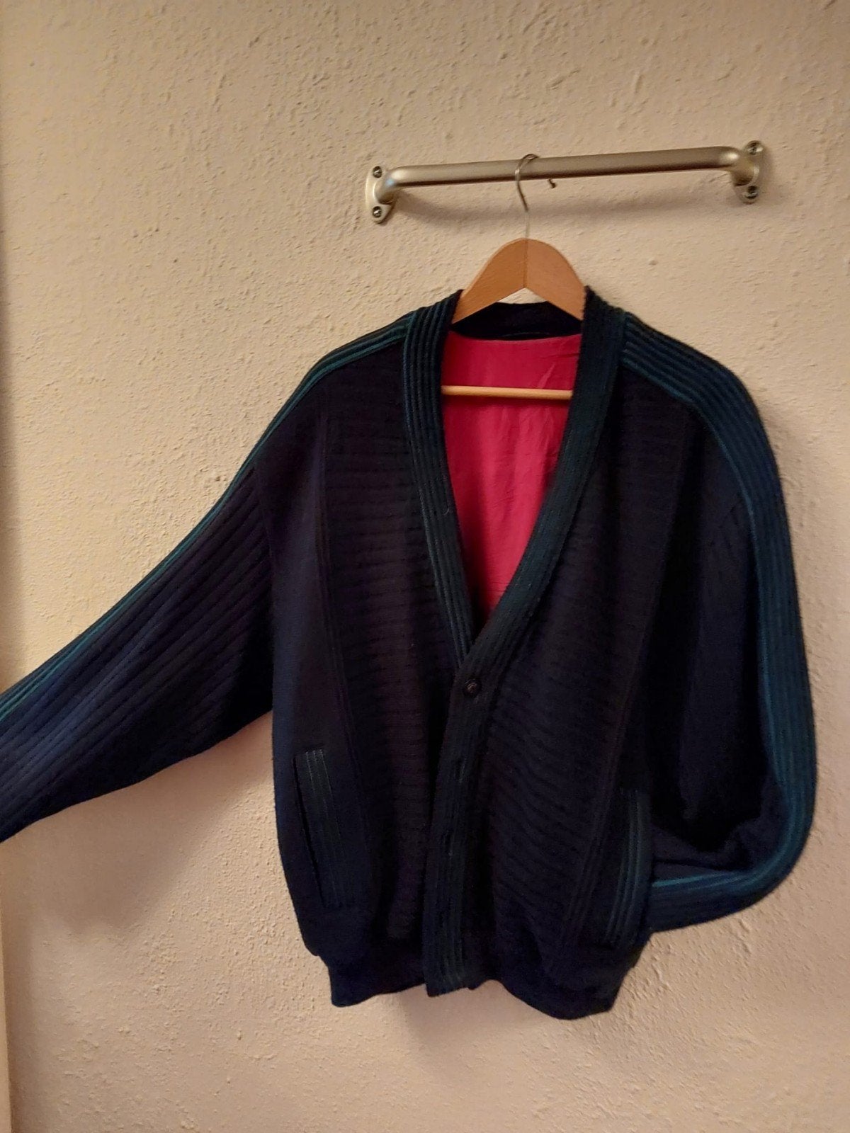 Klassiek vest Wehls - blauw met groen - maat 46/48, Ophalen of Verzenden, Maat 46 (S) of kleiner, Blauw