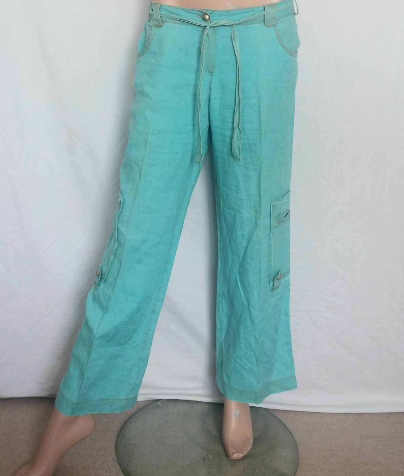 ESISTO LINNEN Broek,  Maat 42, Blauw, Maat 42/44 (L), Ophalen of Verzenden, Zo goed als nieuw