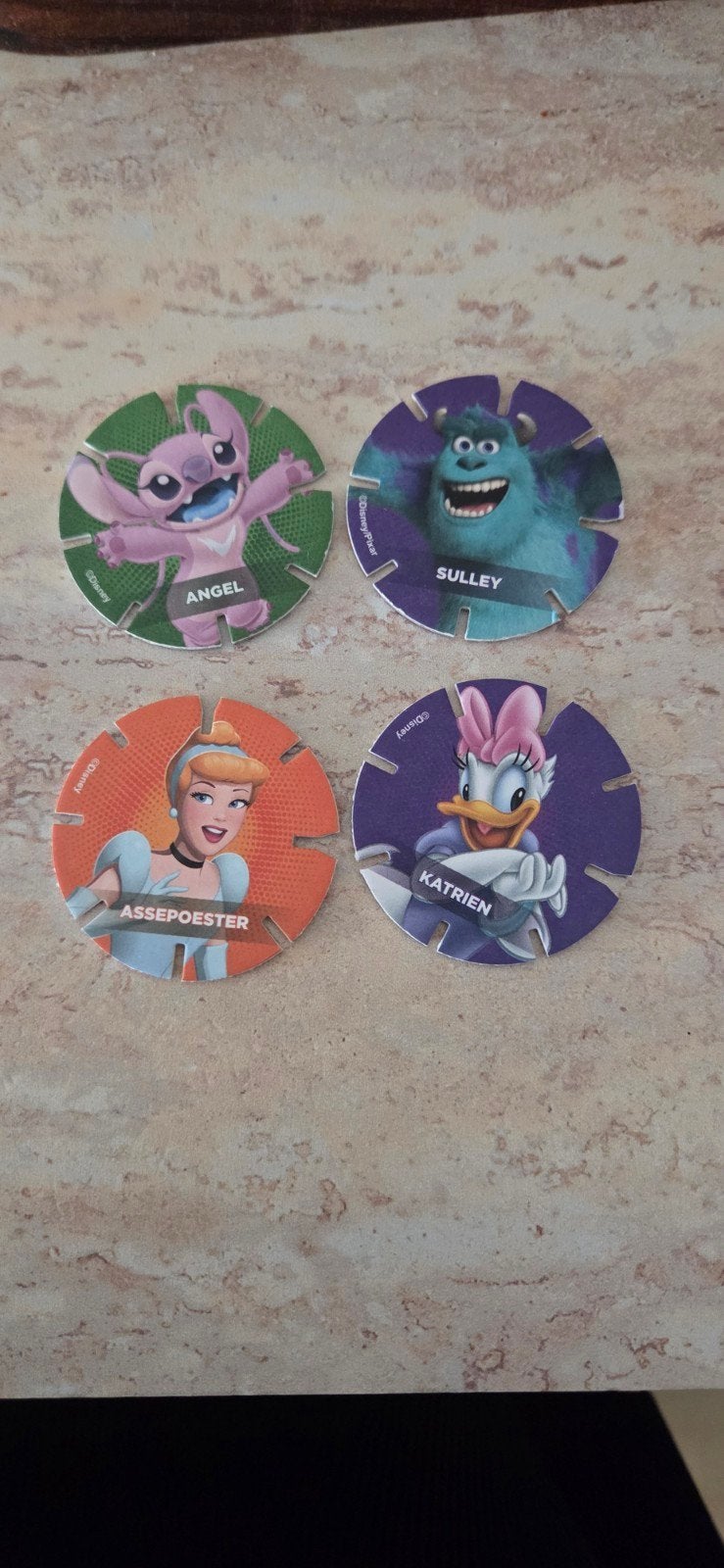 Disney Flippo's: Angel, Sulley, Assepoester, Katrien Duck, Ophalen of Verzenden