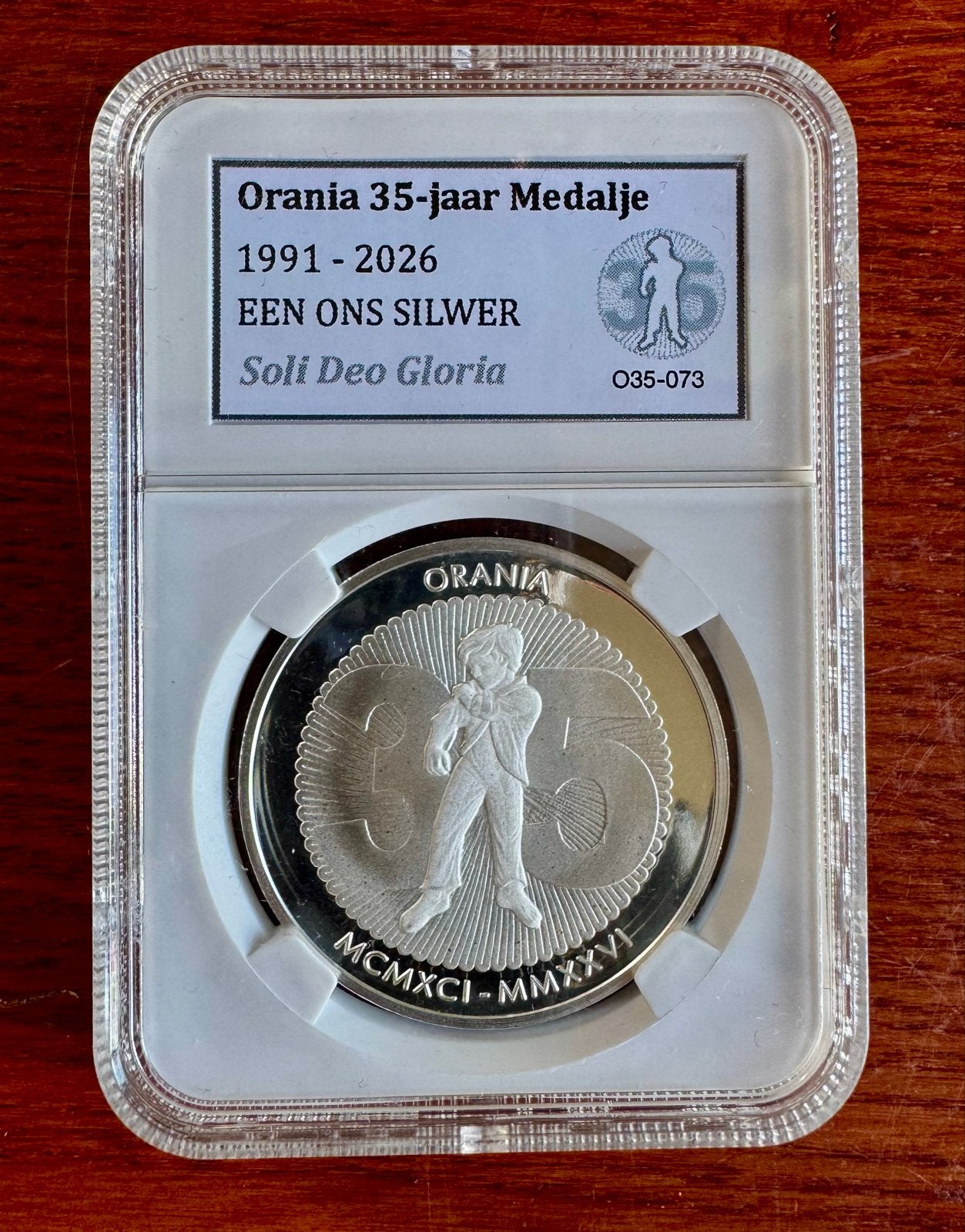 Orania 35-jaar Medaille 1 oz Zilver - Oplage 350 stuks, Ophalen of Verzenden, Zilver, Buitenland