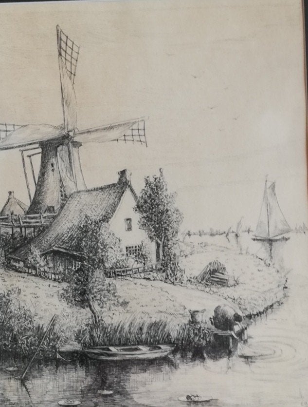 E. Blom, Wassende vrouw. Ca 1875/1900. Litho. 32/42 cm., Antiek en Kunst, Kunst | Litho's en Zeefdrukken, Ophalen of Verzenden