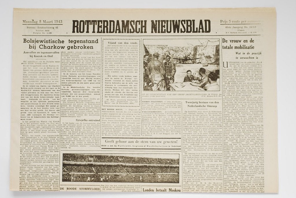 Rotterdamsch Nieuwsblad - herdruk krant Tweede Wereldoorlog, Verzamelen, Militaria | Tweede Wereldoorlog, Zo goed als nieuw, Verzenden