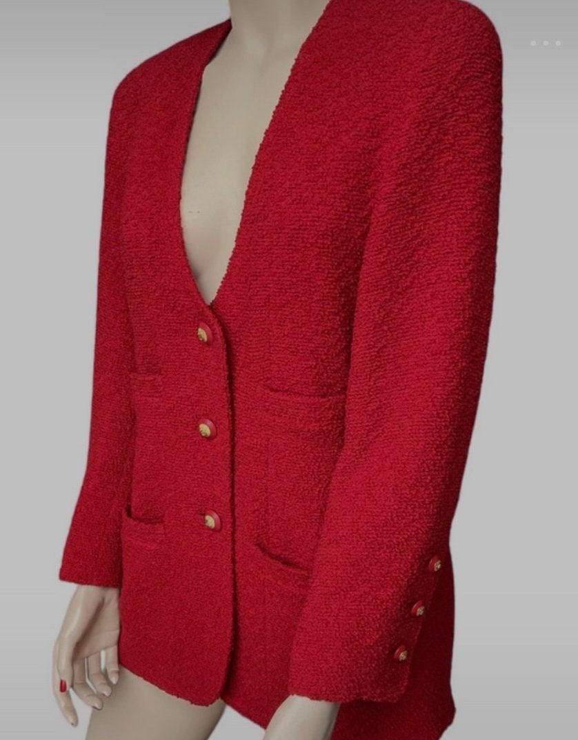 Vintage Chanel Boutique rood tweed jasje – jaren 90, Kleding | Dames, Ophalen of Verzenden, Zo goed als nieuw, Rood