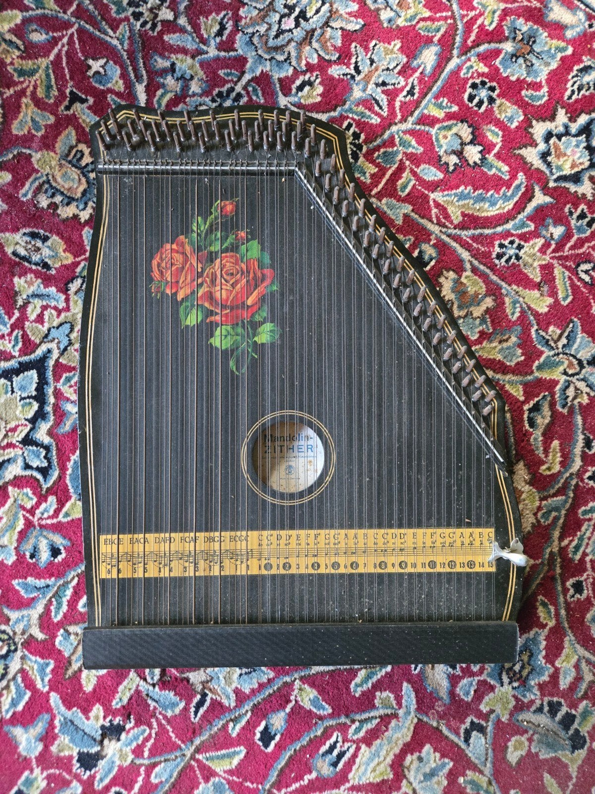 Antieke tafelharp mandoline zither vintage antiek, Muziek en Instrumenten, Ophalen of Verzenden, Gebruikt