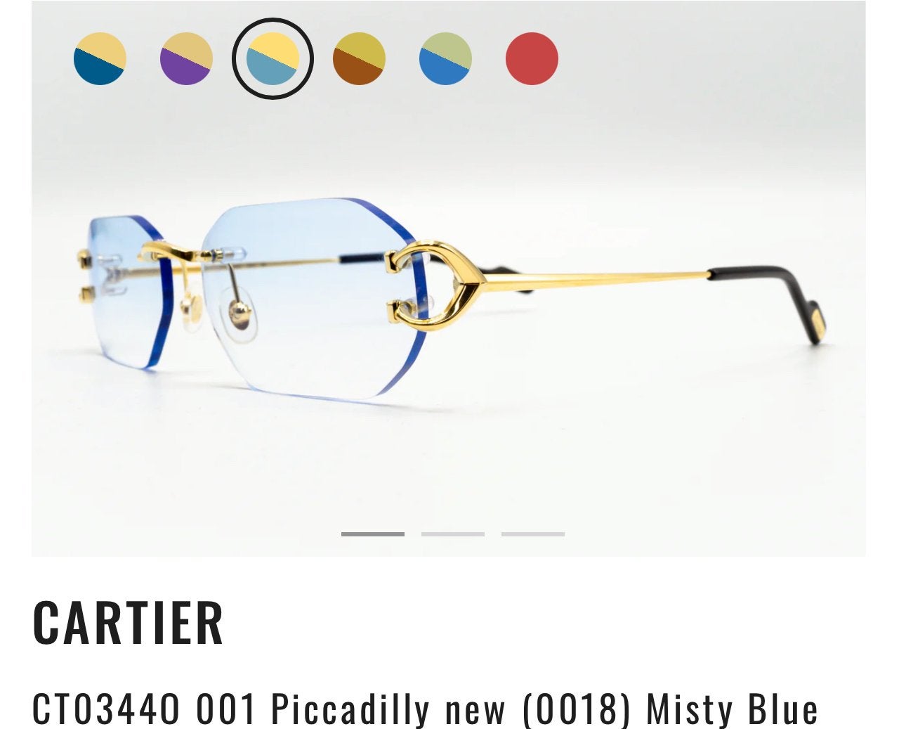 Cartier CT03440 001 Piccadilly Zonnebril - Misty Blue, Overige merken, Zonnebril, Blauw, Nieuw