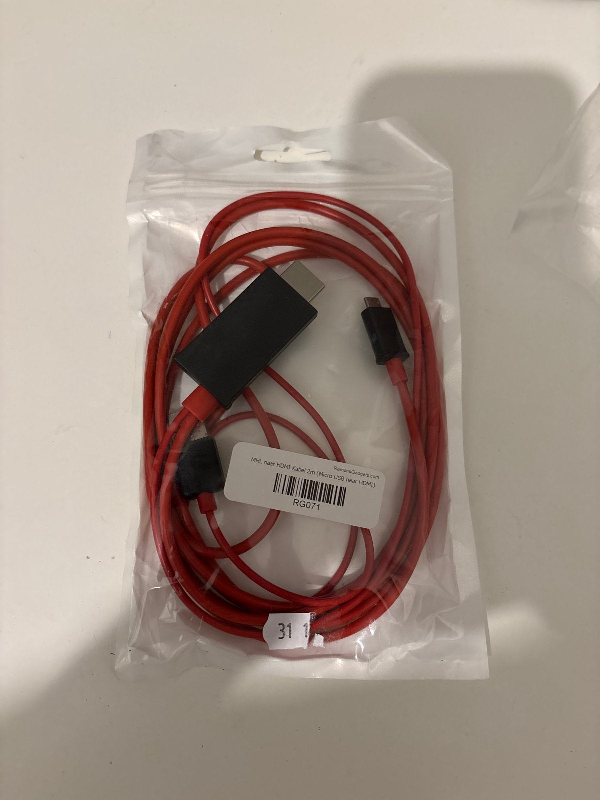 MHL naar HDMI Kabel 2m (Micro USB naar HDMI) - Rood, Audio, Tv en Foto, Audiokabels en Televisiekabels, Ophalen of Verzenden, Nieuw