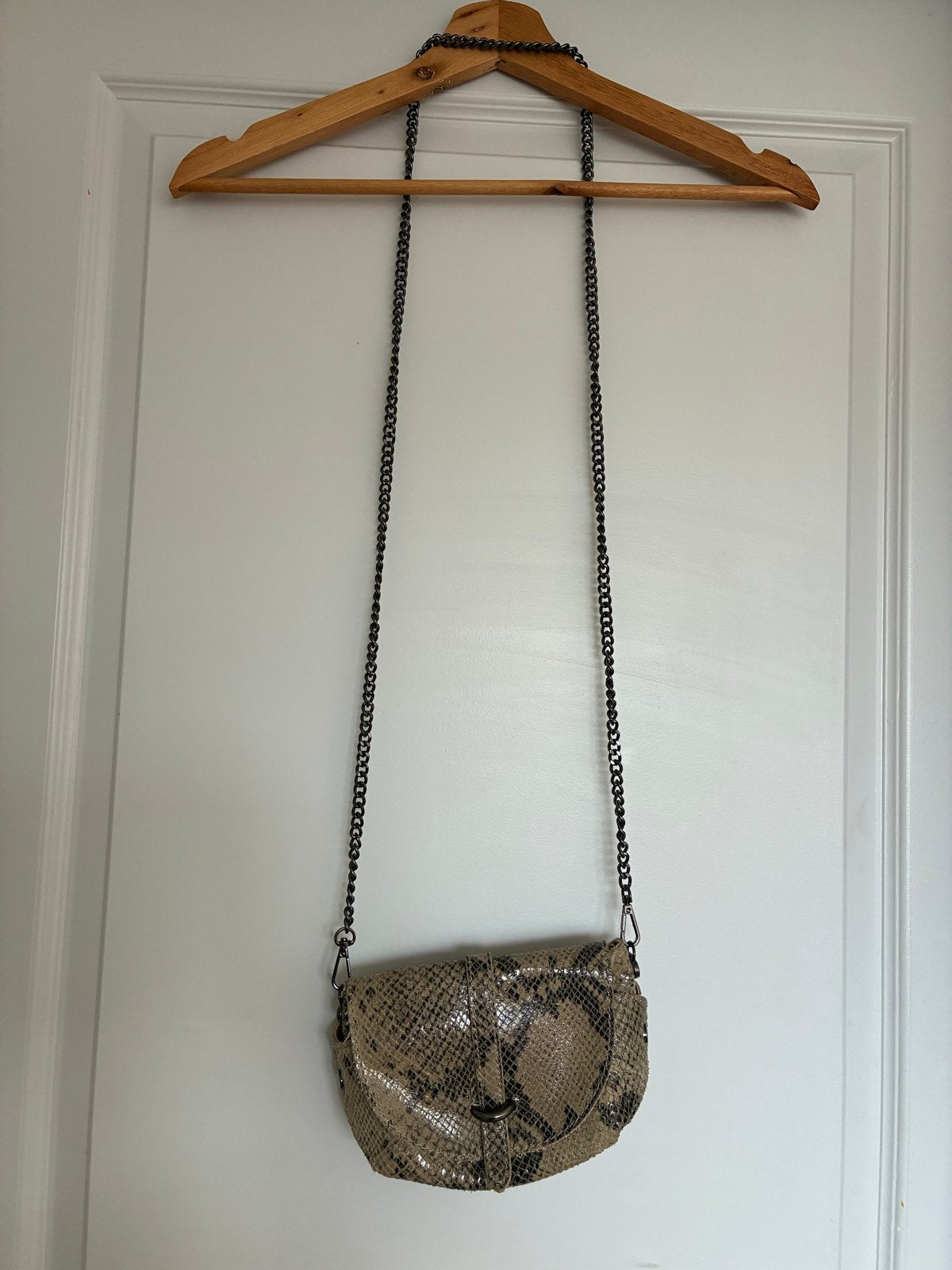 Lesac tasje van echt python leer, Sieraden, Tassen en Uiterlijk, Ophalen of Verzenden, Gebruikt, Beige, Schoudertasje
