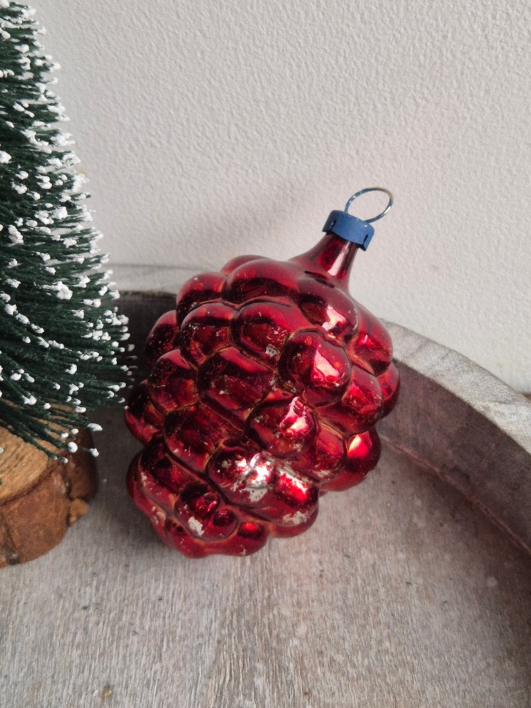 Vintage kerstbal druiventros donker rood 609, *, Gebruikt, *, Ophalen of Verzenden