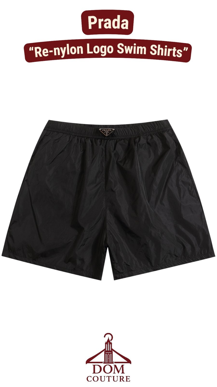 Prada "Re-nylon Logo Swim Shirts" logo voor zwembroek, Ophalen of Verzenden, Overige maten, Zwart, Zwemshort
