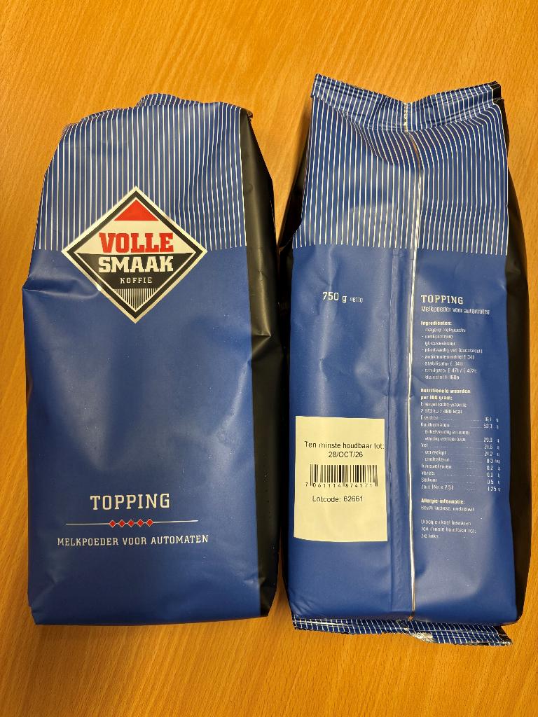 Topping / Melkpoeder - Volle Smaak zak 750 Gr - 8 zakken, Verzenden