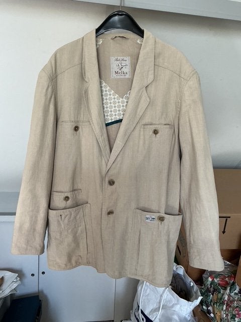 Melka herenjas maat 48 valt ruim Katoen/Linnen look, Maat 48/50 (M), Beige, Melka, Ophalen of Verzenden