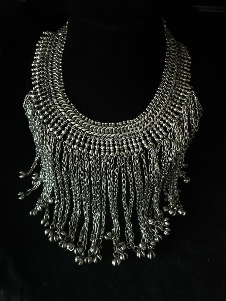 Vintage Boho Zilveren Ketting met Belletjes, Ophalen of Verzenden, Gebruikt, Zilver, Zilver