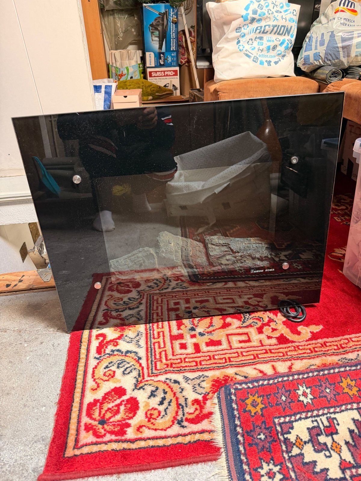 Stijlvolle elektrische kachel - Zwart glas design, Ophalen, Tafel- of Grondventilator, Verwarmen, Minder dan 60 m³