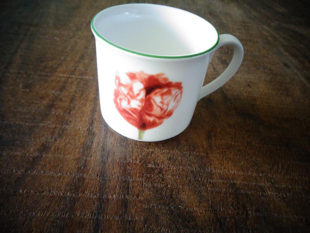 Villeroy & Boch espressokopje Flora met rode bloem,  5,5 cm., Ophalen of Verzenden, Zo goed als nieuw, Overige stijlen, Kop(pen) en/of Schotel(s)