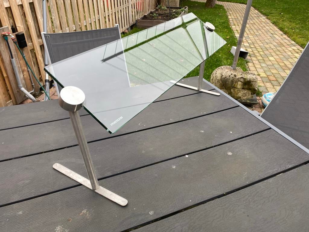 Buffet scherm vitrine van glas en RVS, Ophalen, Zo goed als nieuw