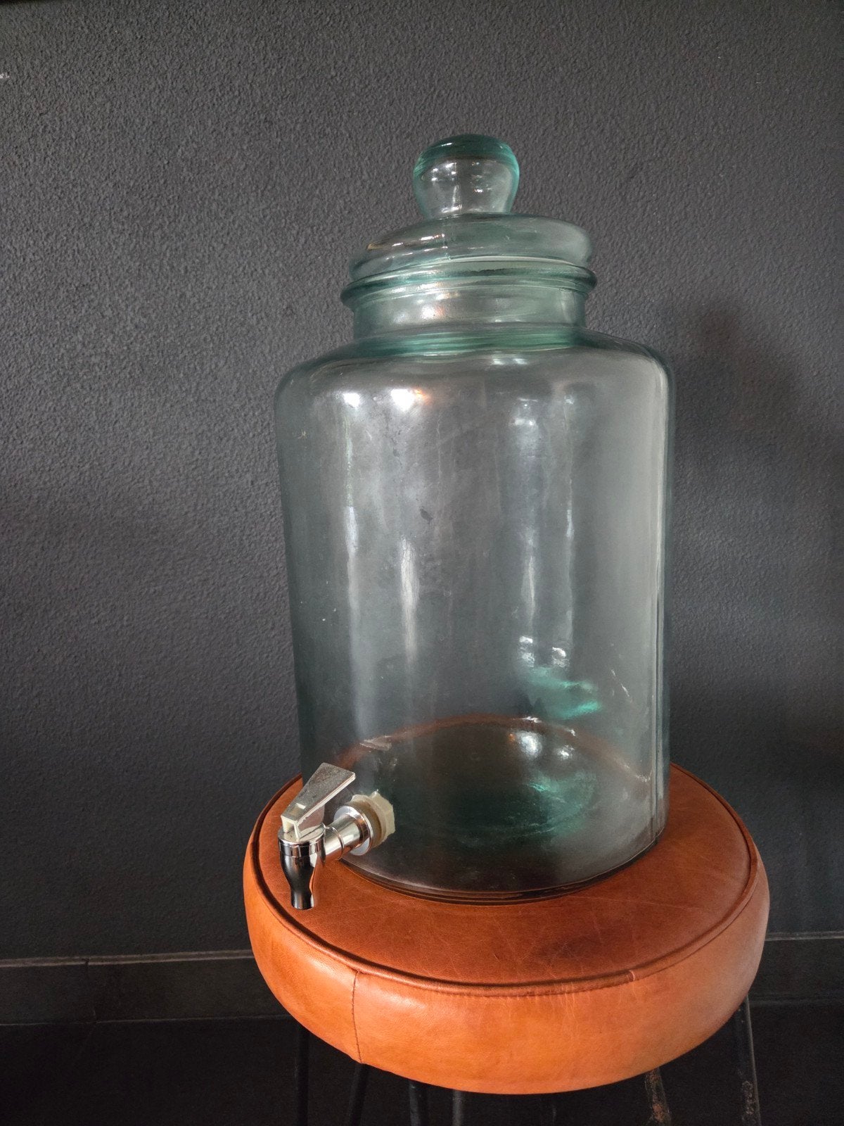 Glazen drankdispenser met tapkraan - 40 cm hoog, Antiek en Kunst, Ophalen
