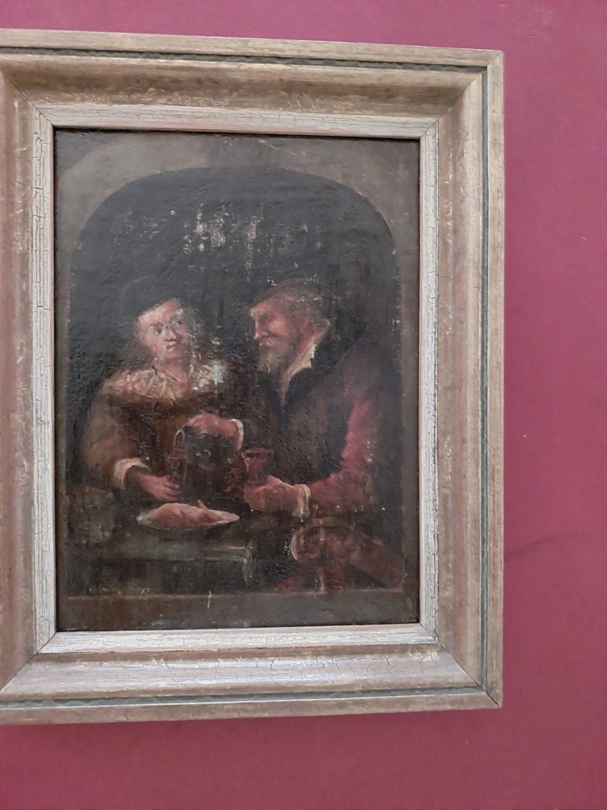 Oud Hollands schilderij: Twee mannen aan tafel, Ophalen of Verzenden