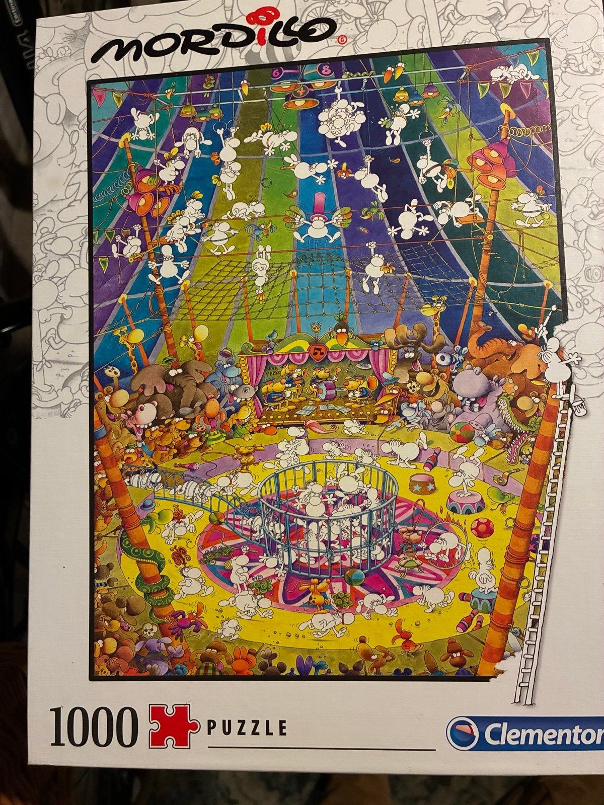 Mordillo Circus Puzzel 1000 stukjes Clementoni, Ophalen of Verzenden, 500 t/m 1500 stukjes, Zo goed als nieuw, Legpuzzel