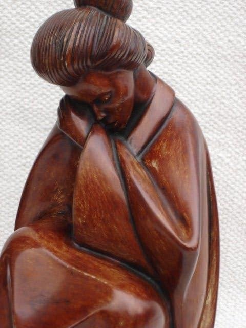 Achatit Geisha Japanse dame jaren 50 beeld uit Duitsland, Art deco, Ophalen of Verzenden, 20 - 50 cm, Beeld