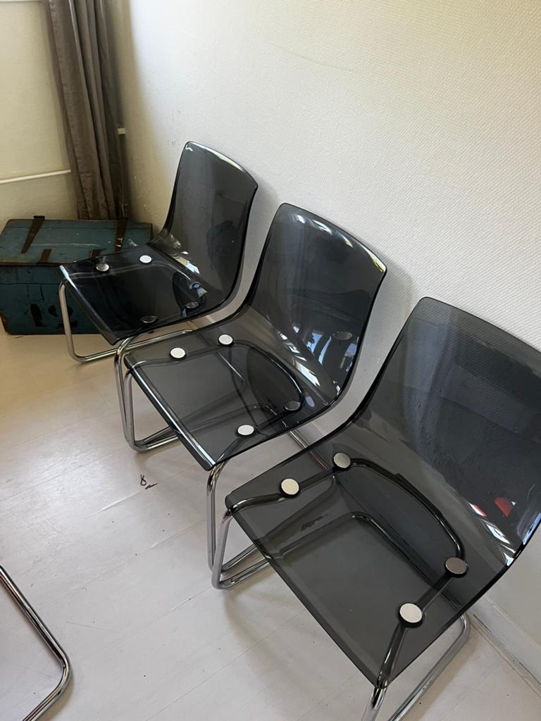 3 grijze Tobias stoelen, Huis en Inrichting, Stoelen, Ophalen, Zo goed als nieuw, Grijs, Twee