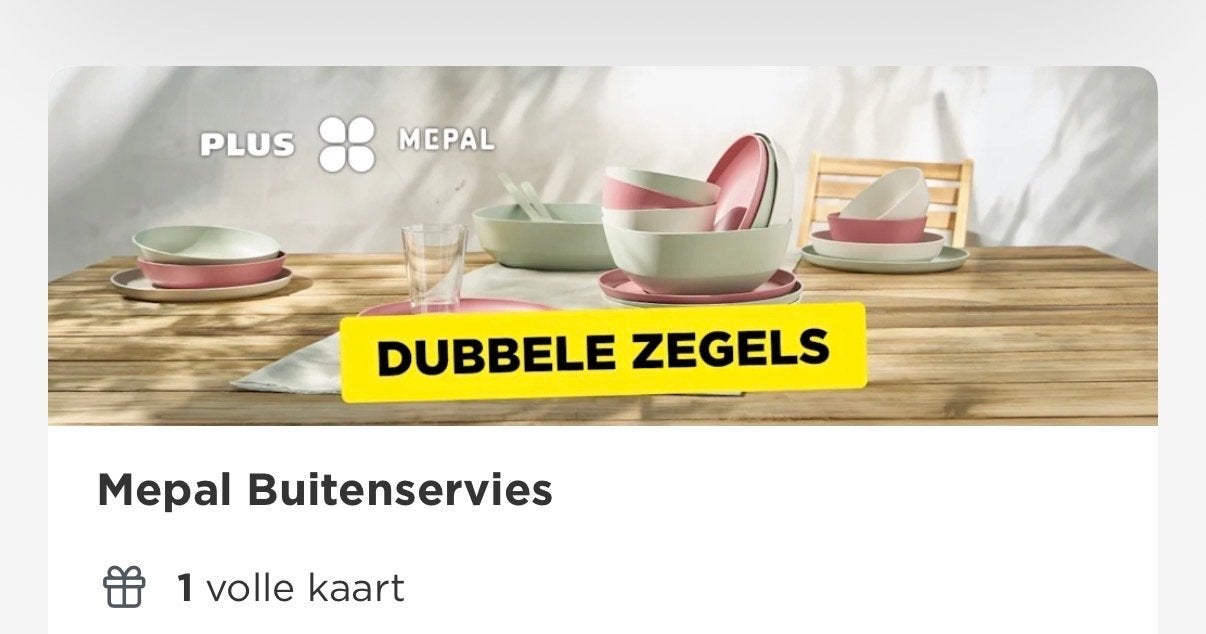 Mepal Buitenservies PLUS – 1 volle spaarkaart, Verzamelen, Supermarktacties, Plus, Verzenden