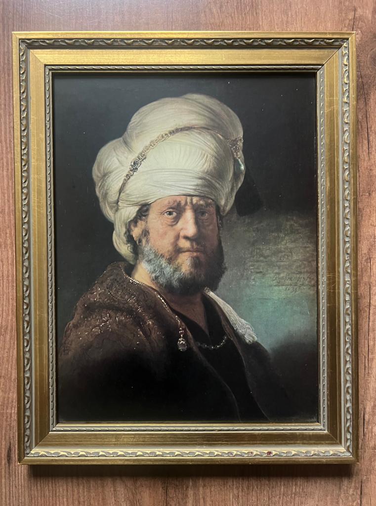 Rembrandt van Rijn, 'Man met Oosterse Turban' - reproductie, Minder dan 50 cm, Ophalen of Verzenden, Minder dan 50 cm, Print