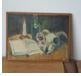 Schilderij stilleven fles kaars boek schedel bok, Antiek en Kunst, Kunst | Schilderijen | Klassiek, Ophalen
