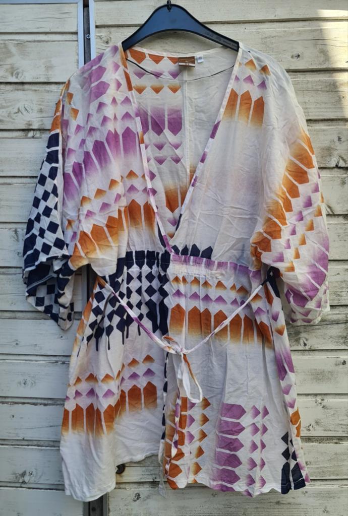 Mark & Spencer jurk katoen zijdenmix maat 48 nieuwstaat, Ophalen of Verzenden, Zo goed als nieuw, Maat 46/48 (XL) of groter, Korte mouw