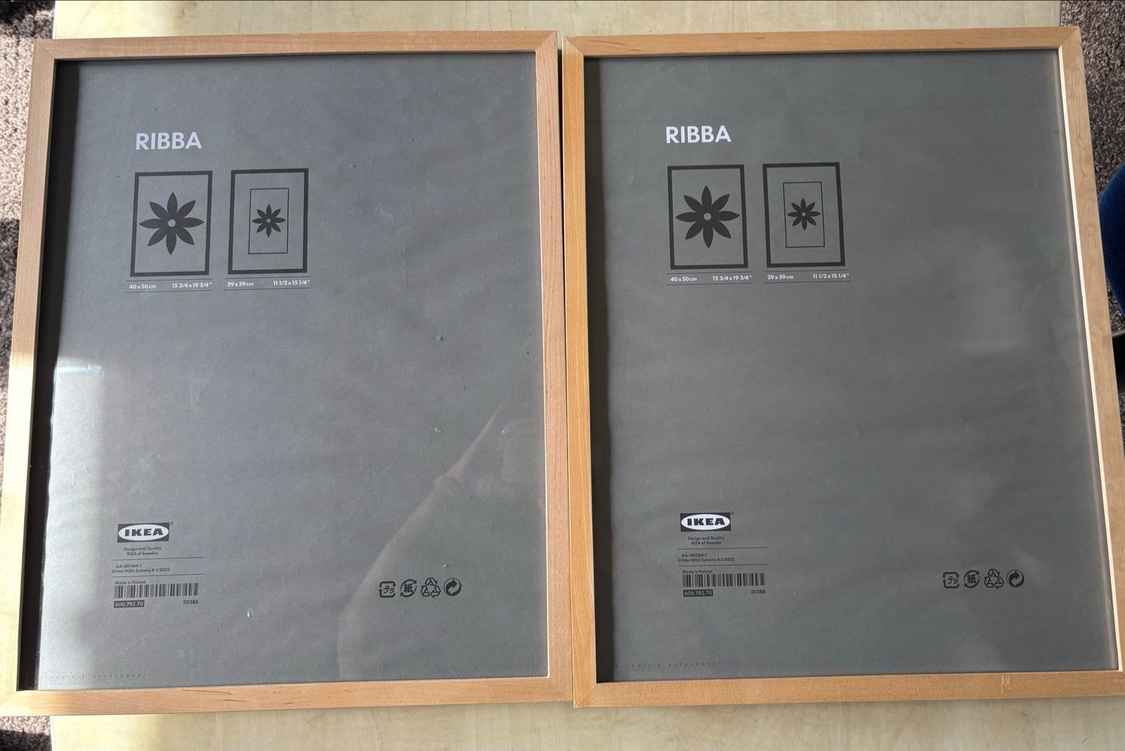 2x IKEA RIBBA houten schilderijlijsten 40x50cm, Ophalen, Gebruikt, Schilderijlijst, Met ophangsysteem